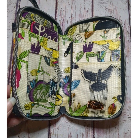 Sakroots Wallet‎ Phone Holder Floral Birds Tropical Peace Zip Around - Picture 4 of 4